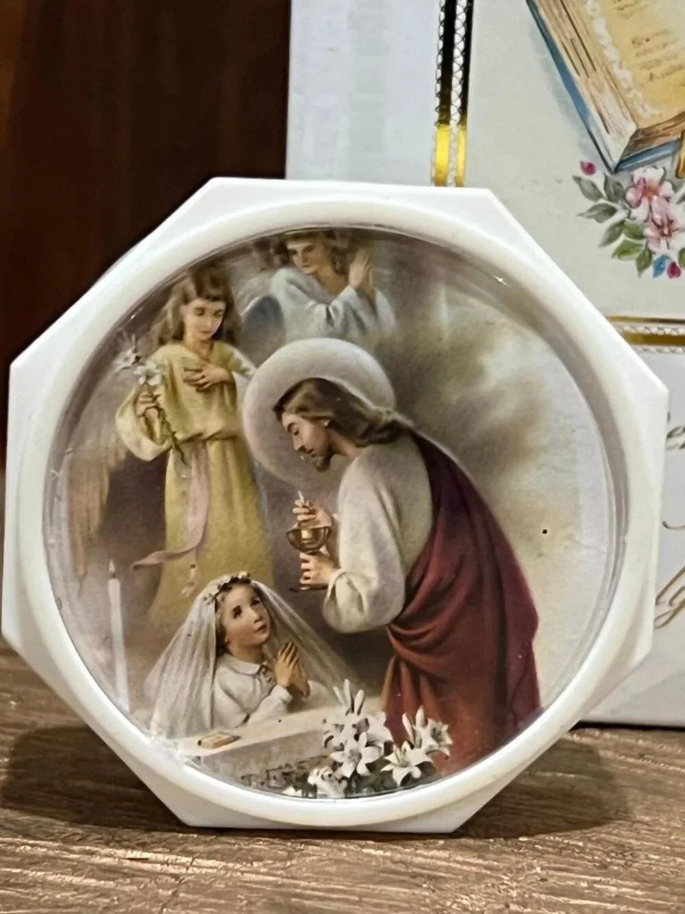 4 pc set Girl My First Holy Communion Gift Set - Rosary Beads Prayer Book Rosary